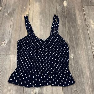 Loft Tank Top Navy and White Polka Dots
